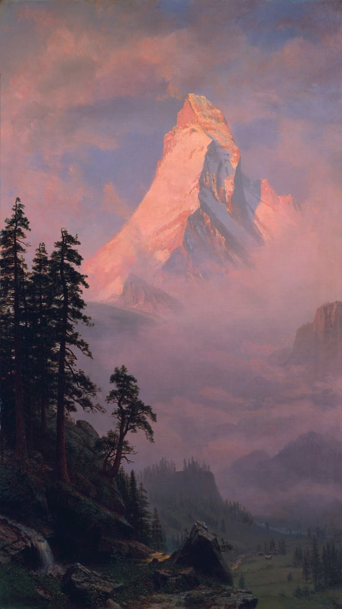 Albert Bierstadt   Sunrise on the Matterhorn   reframed
