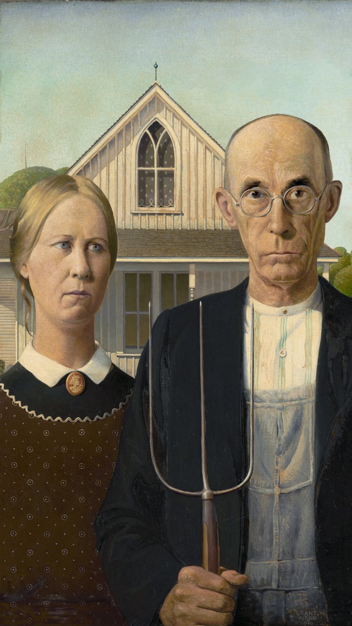 Grant Wood   American Gothic   reframed