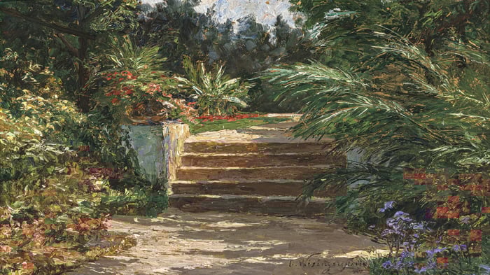 Path leading up to the Monastery of Saint Dimitir in the park of Euxinograd Palace