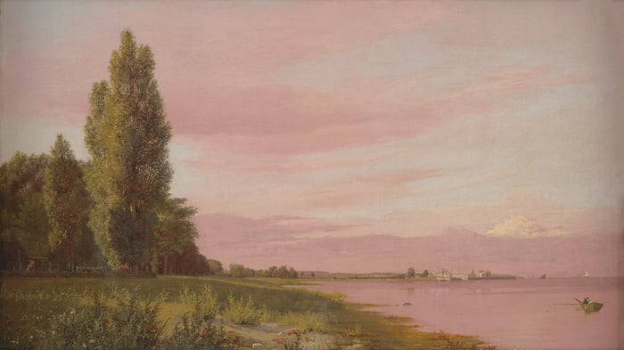 View of the bay at the Lime Kiln seen from the Coastal Promenade looking north, Calm summer afternoon