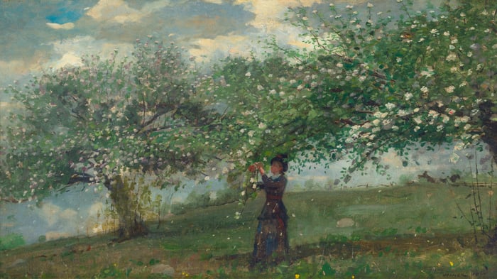 Girl Picking Apple Blossoms