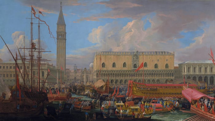 The Bucintoro Departing from the Bacino di San Marco