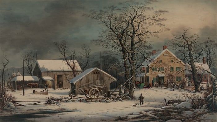 Winter in the country, a cold morning