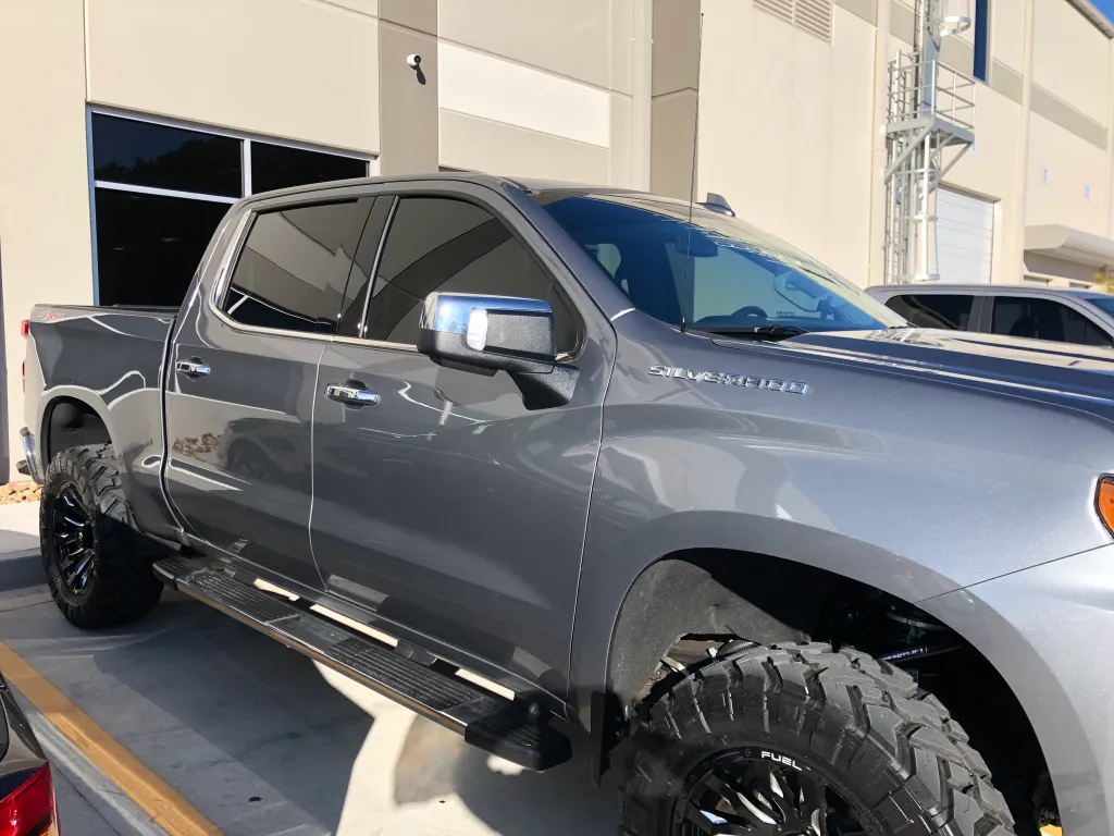 Chevy Silverado with professional window tinting - mobile service Alpharetta
