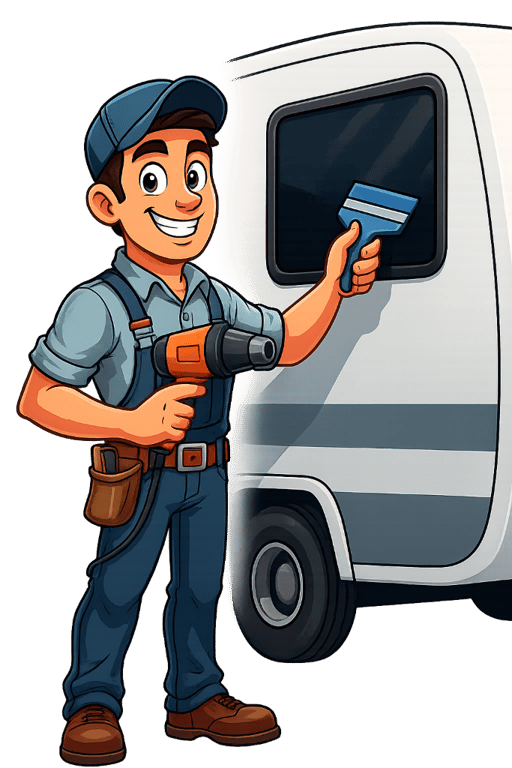 RV window tinting with ceramic film—major heat reduction and UV protection in Metro Atlanta
