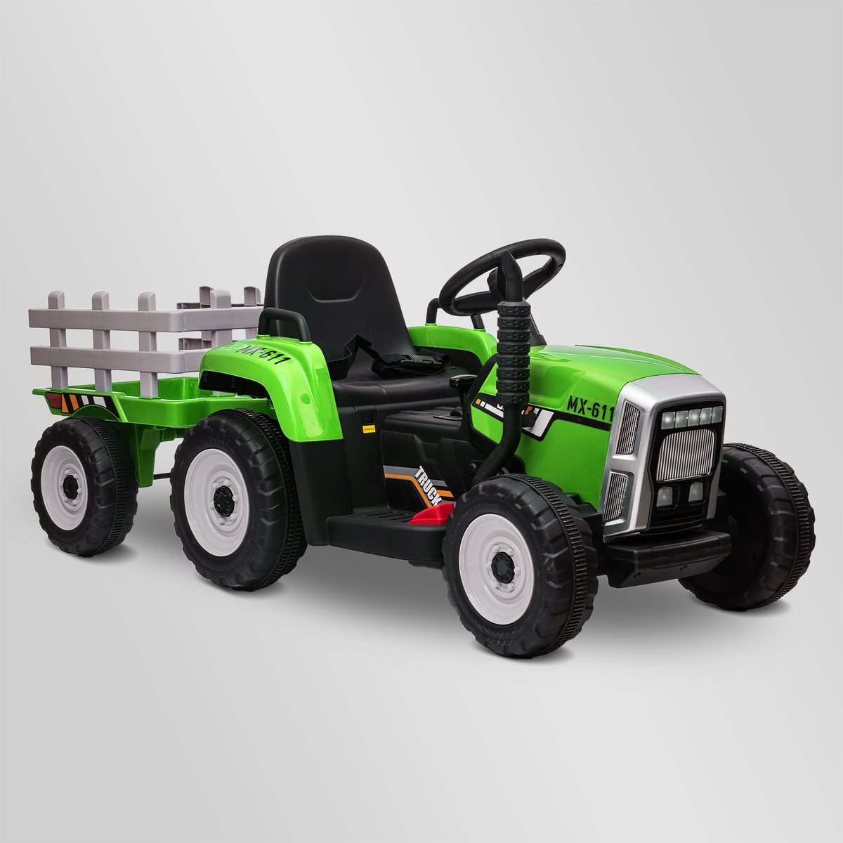 Tracteur électrique enfant avec remorque vert