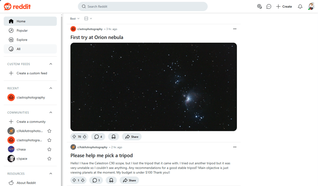 Reddit Astrophotography. Popular Astrophotography reddits.
