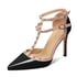 Women Rivet Studded Heeled Sandals 105A - Black Style A
