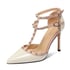 Women Rivet Studded Heeled Sandals 105A - Cream Style A