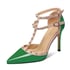 Women Rivet Studded Heeled Sandals 105A - Green Style A