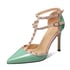 Women Rivet Studded Heeled Sandals 105A - Morandi Green Style A