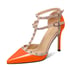 Women Rivet Studded Heeled Sandals 105A - Orange Style A