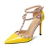 Women Rivet Studded Heeled Sandals 105A - Yellow Style A