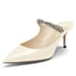 Crystal Arch Strap Mules - Cream 65