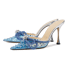 Rhinestone Clear Bow Mules 100 - Blue