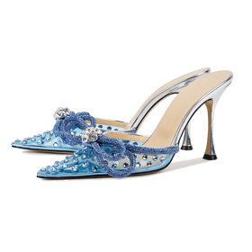 Rhinestone Clear Bow Mules