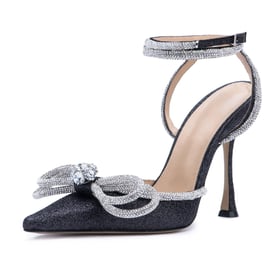 Rhinestone Bow Ankle Strap Sandal