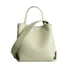Genuine Leather Top Handle Minimalist Bucket Bag With Wide Strap - green