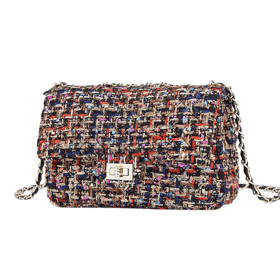 Tweed Flap Square Handbags Shoulder Chain Bag