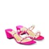 Women Mules Heels Pearl Two Strap Heeled Mules - Pink