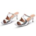 Women Square Open Toe Mules Heels - Sliver