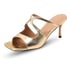 Women Square Open Toe Mules Heels - Golden
