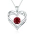 925 Sterling Silver Heart Birthstone Necklace for Women - Sliver Red