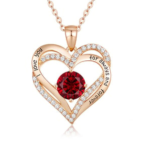 925 Sterling Silver Heart Birthstone Necklace for Women