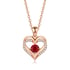 925 Sterling Silver Heart Birthstone Necklace for Women - Red