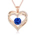 925 Sterling Silver Heart Birthstone Necklace for Women - Golden Blue