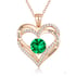 925 Sterling Silver Heart Birthstone Necklace for Women - Golden Green