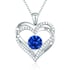 925 Sterling Silver Heart Birthstone Necklace for Women - Sliver Blue