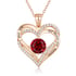 925 Sterling Silver Heart Birthstone Necklace for Women - Golden Red