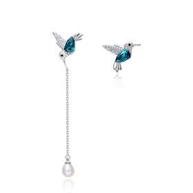 Bird Crystal Pearl Earrings