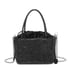 Diamond single-shoulder slung basket-style tote bag - Black