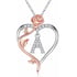 25 Sterling Silver Rose Love Heart Initial Letter Pendant Necklace - A letter