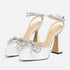 Platform Heels Rhinestone Double Bows - BowWhite