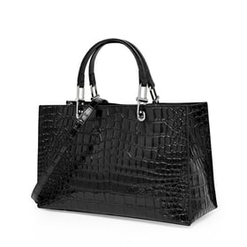 Crocodile patterned patent leather handbag and satchel