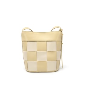 Checkerboard grid cowhide versatile bucket bag