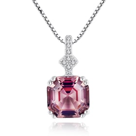 Square rhinestone pendant necklace