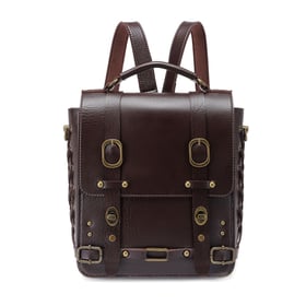 Vintage-style women's backpack with chain shoulder strap