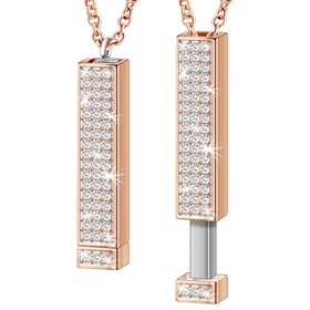 Double layer diamond inlaid expandable three-dimensional rod necklace
