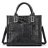 Genuine leather handbag with patchwork ethnic style retro women's tote bag - Black