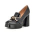 Chunky Heel Platform Loafer Heels - Black