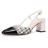 Two Tone Cap Toe Slingback Heels - Color White