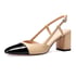 Two Tone Cap Toe Slingback Heels - Nude