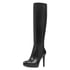 Stiletto heel platform knee high boots - Black