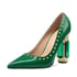 Women Bridal Pointed Toe Chunky Block High Heel Crystal Pumps - Green