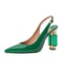Pointed toe rhinestones heel slingback pumps - Green