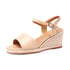 Open Toe Wedge Ankle Strap Sandals - Nude